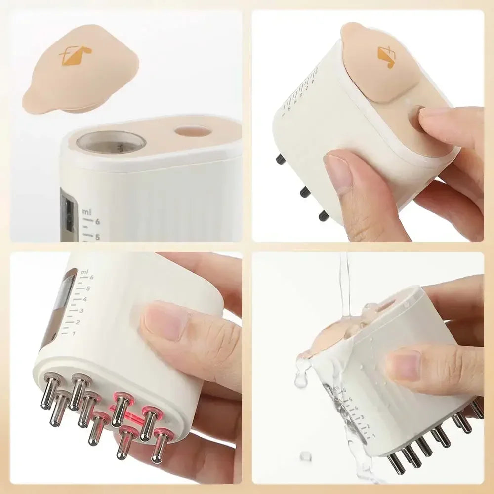 LED Vibration Massage Comb Liquid Oil Applicator for Hair Growth