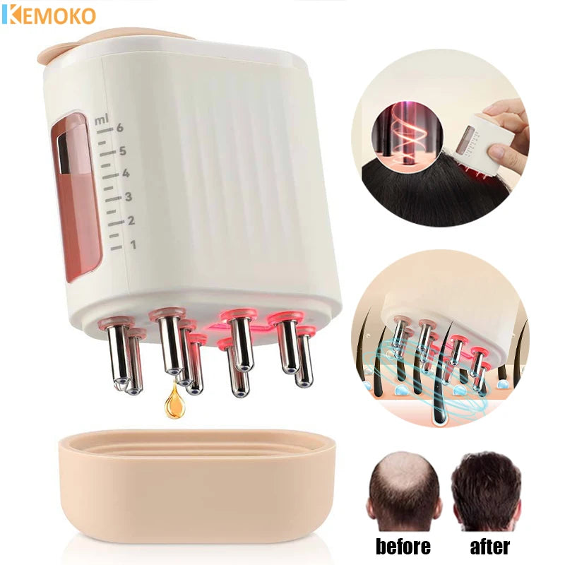 LED Vibration Massage Comb Liquid Oil Applicator for Hair Growth